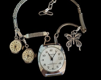 Mechanical Watches and Watch Movements Necklace, Clock Jewelry, Whimsigoth, Trendy Y2K Grunge