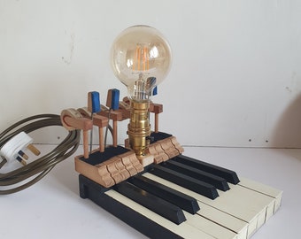 Recycled Antique Piano Keys Desk Lamp, Quirky Lighting, Pianist Gift, Remarkable, Unusual Fathers Day, One Of A Kind Lamp