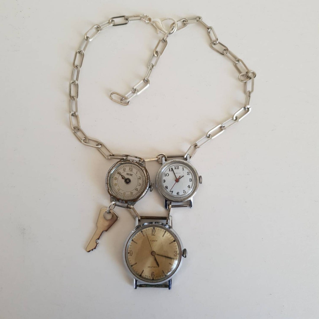 Necklace Watches Watch Choker Assemblage Jewelry Etsy