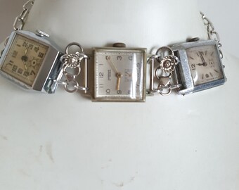Rectangular Watch, Vintage Watches Choker Necklace, Grunge Aesthetic, Jazz Age