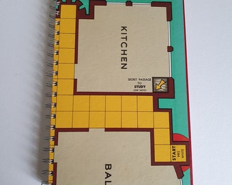 Cluedo Notebook, Handmade Notepad from Vintage Board Game, Kitchen, Ballroom, Study, Mrs White