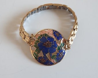 Vintage Cloisonne Bracelet, Repurposed Vintage Jewelry, Something Borrowed, Something Blue