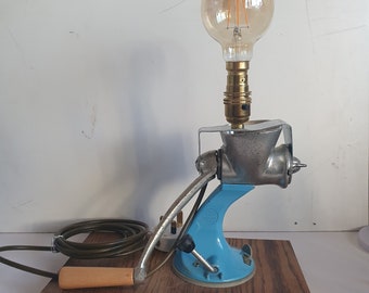 Industrial Desk Lamp, Steampunk Kitchen, Unique Blue Enamel Lamp