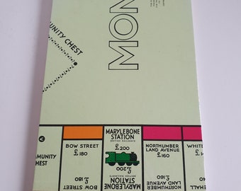 Monopoly Notebook, Handmade Notepad, London Marylebone Station Bow Street Northumberland Avenue, Whitehall, Community Chest