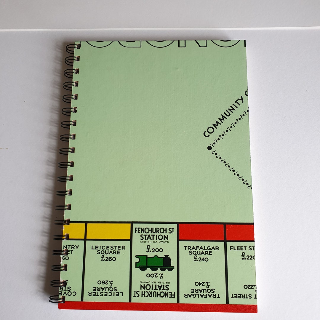 London Monopoly Game Board Handmade Spiral Notebook Doodle Book PLUS ...