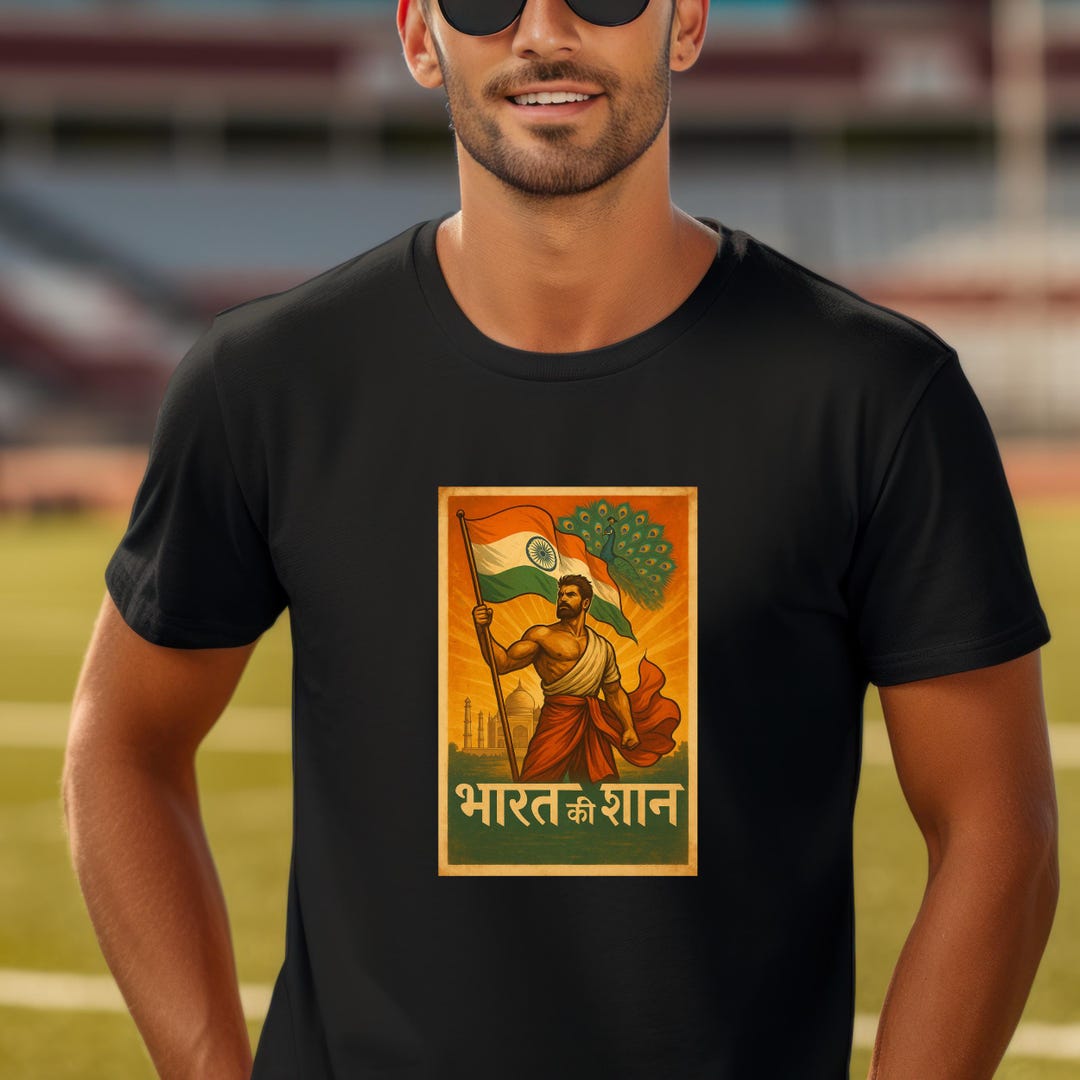 India T-shirt With Indian Flag, Taj Mahal, and Peacock Design | Indian ...