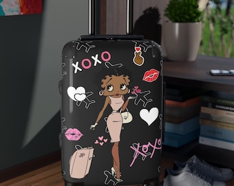 Afrikanischer Betty Boop Traveller Urlauber Koffer, Gepäck, Fisch Verlängerung Geschenk, Reisegeschenke, Reisegeschenke, Geburtstagsgeschenke für ihre Frauen