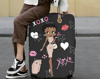 Afrikanische Betty Boop Urlauber Gepäckabdeckung Kofferabdeckungsschutz, Reisender-Reisegeschenke, Reise, Fisch-Extender-Geschenk, Betty Boop-Geschenke
