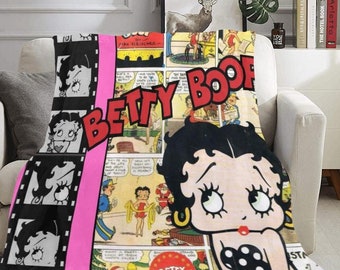 Comics Betty Boop Ultra Soft Fleece Blanket, LARGE Betty Boop blanket, Throw Blanket, Plush Bedding, Home Decor, gifts for her, quilt, gift