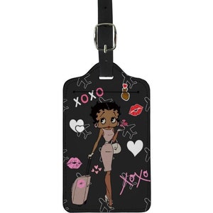 Afrikanische Betty Boop Traveler Gepäckanhänger Bordkarte Mode Reisekoffer Tag Schwarz Geschenke Reisetasche Reisedokumente Veranstalter
