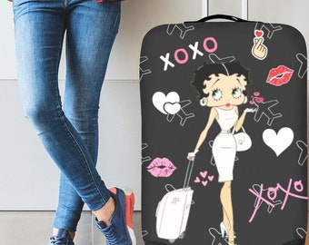 Betty Boop Vacationer luggage cover suitcase cover protector, Traveler traveling gifts, Travel, Fish Extender Gift, Betty Boop gifts