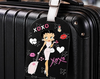 Betty Boop Traveler Vacationer Luggage Tags Boarding Card Fashion Travel Suitcase Tag Black gifts traveling bag travel documents organizer