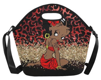 Betty Boop food bag, Travel, Drink Cooler, Luggage, Vacation, School, Work, Beach, Park, Cruise, Blue Lunch Box, Food Bag, travel bag, gifts