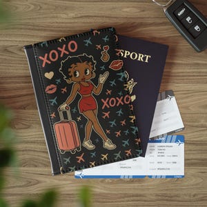 Black African Betty Boop Passport Holder, Cute Travel Accessory for Women, Afrocentric Passport Cover, Unique Gift for Travelers. XOXO Tag