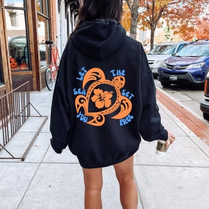 Ocean Girl Beach Übergroße Hoodies für Frauen, Beach Lover Sweatshirt, Coastal Vibes Pullover, Urlaubsbekleidung, Sea Life Pullover