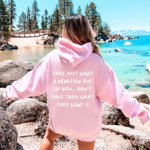 Hoodies for Women Reaction Oversized, Anti-Social Sweatshirt, Statement Pullover, Unisex Hoodie, Trendy Sweatshirt Cute Saying on the back