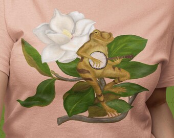 Cottagecore Frog Playing a Banjo tee