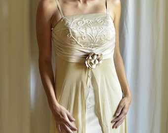 Vintage Y2K Floral Maxi Dress: Beaded Whimsygoth Fairycore Evening Gown