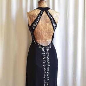 Vintage Y2K verziertes florales Gothik zauberhaftes Abendkleid, Größe M-L