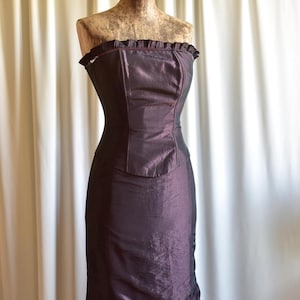Vintage Y2K Aubergine Corset Dress: Gothic Fairycore Prom Maxi (S-M) - Etsy