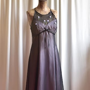 Vestido largo estilo vintage Y2K con cintura imperio, estilo gótico, floral, estilo fantasía, princesa, estilo hada, para baile de graduación, noche o ocasión especial - M uk 12
