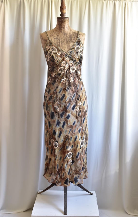 y2k beaded dress Vintage Y2K Beaded Embellished Gothic Whimsy Fairycore Tiedie Homecoming  Long Occasion Dress- Size L-XL