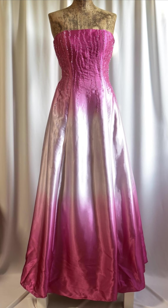 Vintage Beaded Ombre Fairy Gothic Whimsy Princess Homecoming Prom Evening  Occasion Dress - Size S