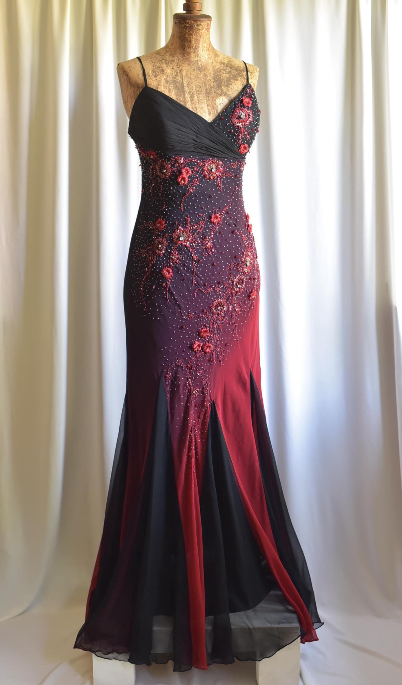 Vintage Y2K Silk Beaded Ombr Maxi Dress: Fairycore Prom Gown, Size XL XXL  - Etsy
