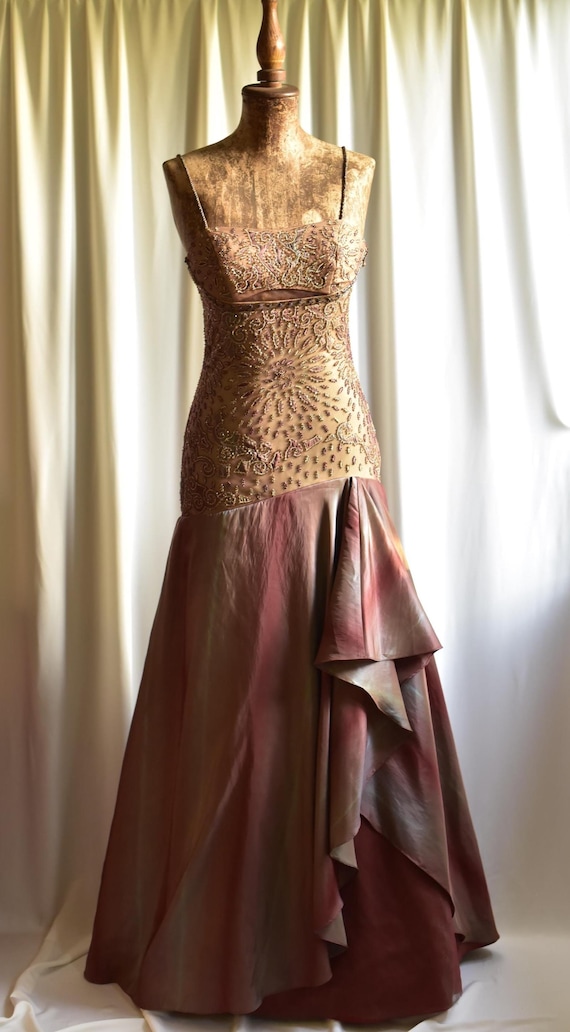 open lace back dress Vintage Pink Beaded Prom Dress Sheath Evening Dress Straps Party Dress –  DSProm
