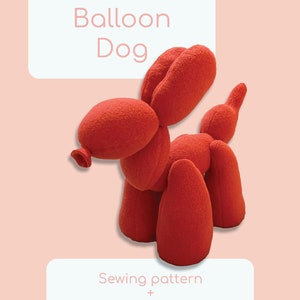 May include: A red plush balloon dog sewing pattern and instructions. The pattern includes instructions for making a plush toy that looks like a balloon animal.