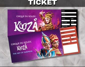 Printable Cirque Du Soleil Kooza Ticket Live Musical Circus