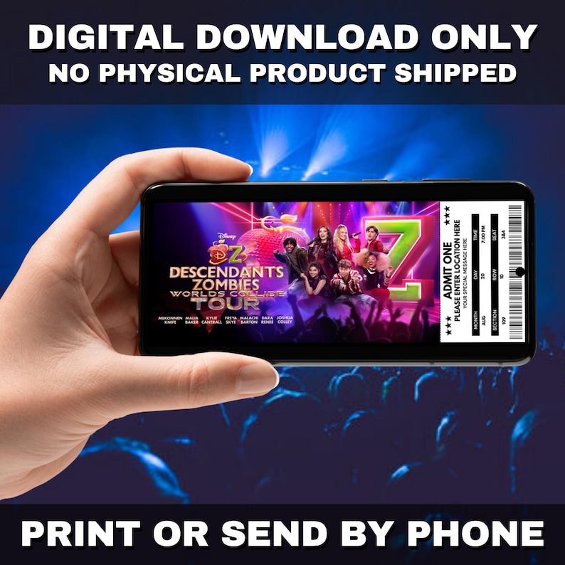 Printable Descendants Zombies Worlds Collide Tour Concert Show Pass ...