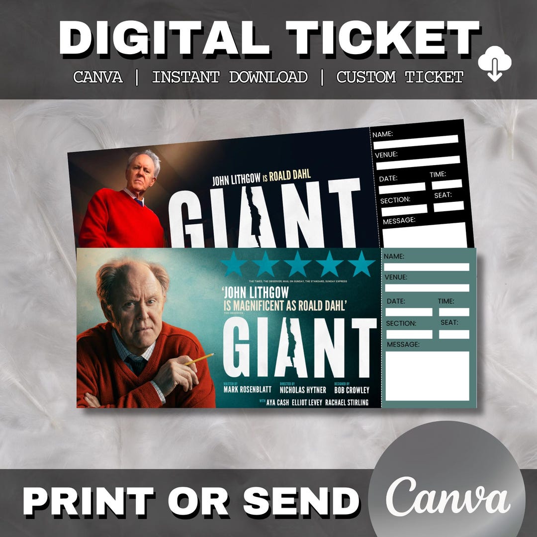Editable GIANT Ticket, Printable Event Ticket Template, Surprise Gift ...