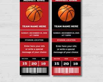 Bearbeitbares Basketballspiel TORONTO CITY Farben Ticketvorlage Überraschung, Basketball Ticket, Sofortiger Download, Canva Bearbeitbar, Basketball