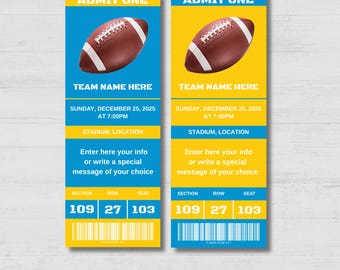 Bearbeitbares Fußballspiel LOSAngels Colors Ticketvorlage Überraschung, Fußballspielkarte, Sofortiger Download, Canva bearbeitbar, Fußballticket