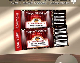 Birthday Theatre Ticket Gift, Surprise Broadway Show, Surprise Show Ticket Printable, Musical Show Ticket, Editable Theater Ticket