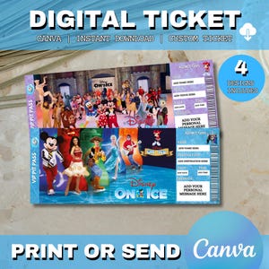 Editable Disney ON-ICE SHOW Surprise Event Reveal Gift Template. Keepsake Faux Disney On Ice Show Event Souvenir Gift Ticket. Printable Pdf