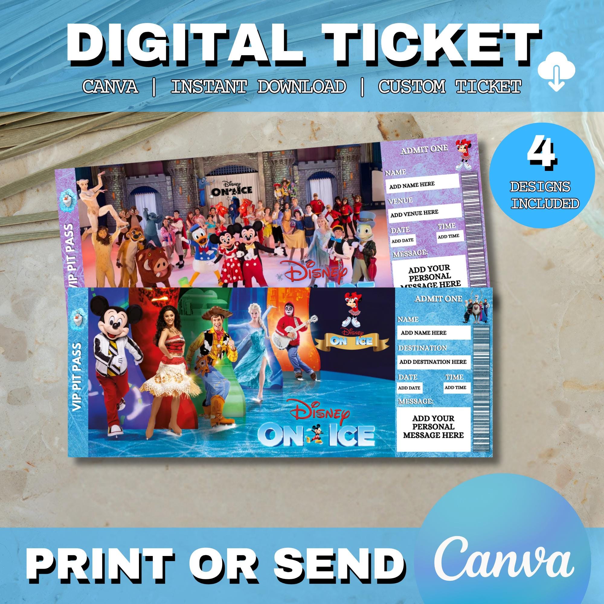 Editable Disney ON-ICE SHOW Surprise Event Reveal Gift Template