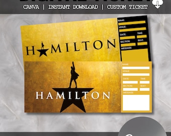 Entrada editable para el Teatro Musical Hamilton, regalo personalizado, recuerdo editable del West End/Broadway, descarga instantánea