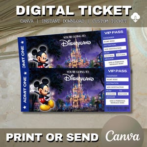 Billet imprimable Disney World Disneyland surprise, Disney Reveal, cadeau voyage Disney, billet Disneyworld, carte d'embarquement, billet Disneyland