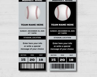 Bearbeitbares Baseballspiel Chicago Colors Ticketvorlage Überraschung, Baseballspielticket, sofortiger Download, Canva bearbeitbar, Baseballticket