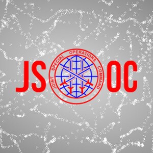 Puede incluir: Un logotipo rojo y azul con el texto "JSOC" y las palabras "Joint Special Operations Command" que rodean un globo terráqueo con espadas cruzadas.