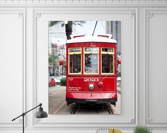 Red New Orleans Louisiana Streetcar Photograph