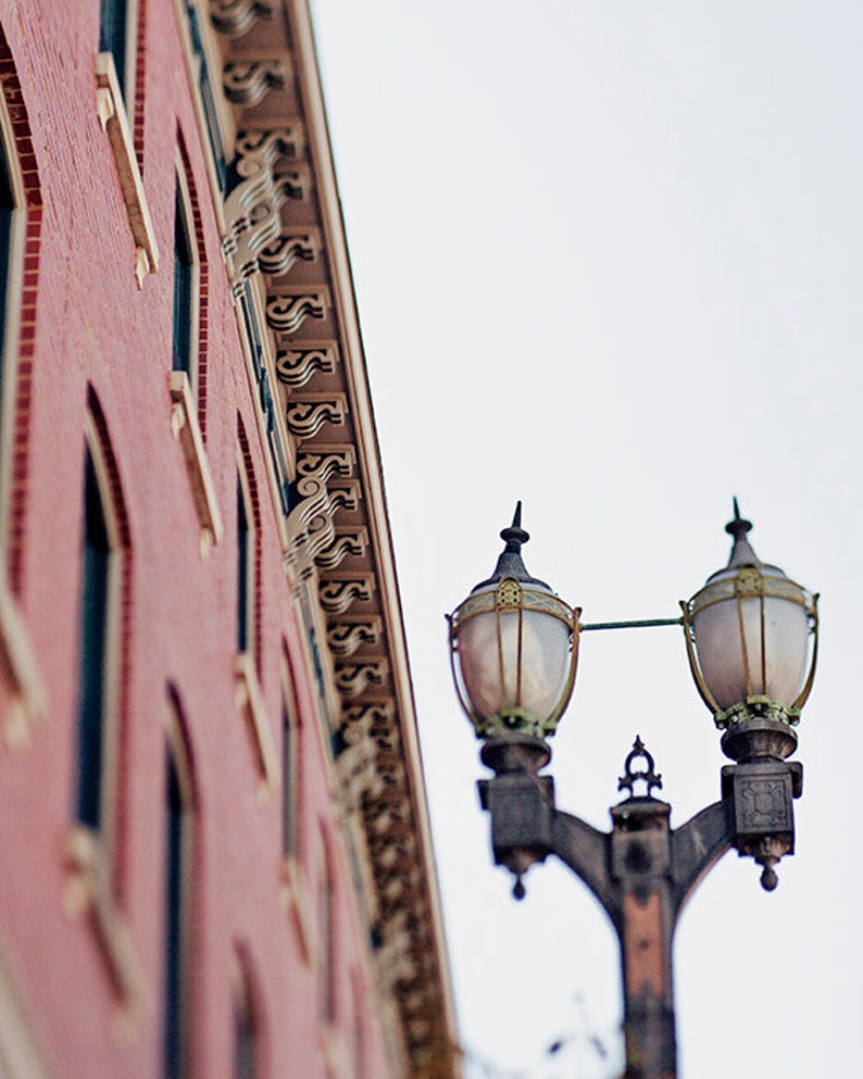 St Louis Lafayette Square Fine Art Photograph Street Lamp Photo Print Affordable Architectural Home Decor Wall Art Pink image 1