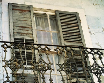 New Orleans French Quarter Photograph "Beautiful Decay" for Sale. Art Print. Mardi Gras. Historic Building. Blue Decay.