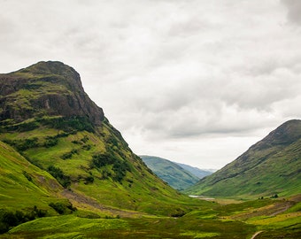 Fine Art Scotland Landscape Wall Print, Glen Coe Photography Print, Green Home Decor, Large Art for Living Room