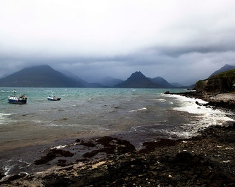 Elgol Scotland, Isle of Skye, Mountain Photography, Ocean Print, Fine Art Print, Cloudy Wall Print, Home Decor, Europe, Gift, Large Art