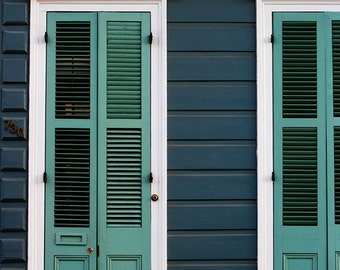 Large Door Photography, New Orleans Art Print, Creole Cottage Home Decor, Oversized Wall Print, Blue Photograph, French Quarter Art