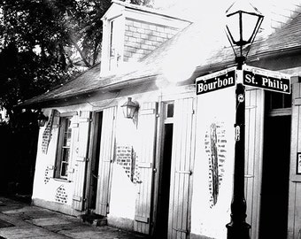 Jean Lafitte's "Blacksmith Shop". New Orleans French Quarter Photograph Black and White. Mardi Gras.