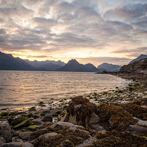 Large Landscape Print, Elgol Scotland, Sunset Photograph, Living Room Art, Bedroom Decor, Oversize Wall Print, Mountain Photography, Ocean image 1